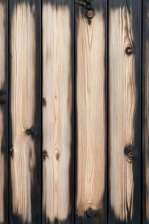 Detailed Texture of Brown Natural Plank Wood Surface with Grungy Aged Timber Panels Backgroundの素材