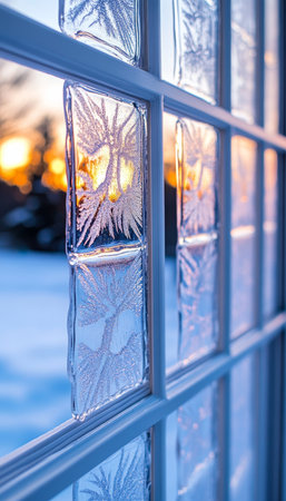 Winter s Embrace A Captivating Display of Frozen Adornments and Nature s Beauty Through the Windowの素材