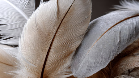 Elegant Abstract Feather Art Composition with Soft Beige Hues and Delicate Structures in Harmonyの素材