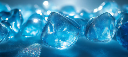 Mesmerizing Display of Abstract Ice Crystals Shimmering in the Winter Sunlight on a Frozen Surfaceの素材