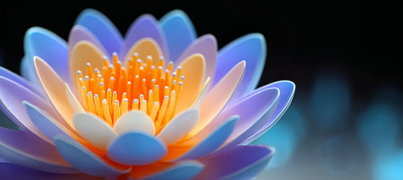 Elegant and Dreamy Close-Up of a Water Lily Blossom with Striking Pastel Hues and Colorsの素材