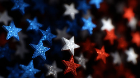 Joyful Patriotic Celebration with Bokeh Effects and Glitters, Creating a Festive Atmosphereの素材