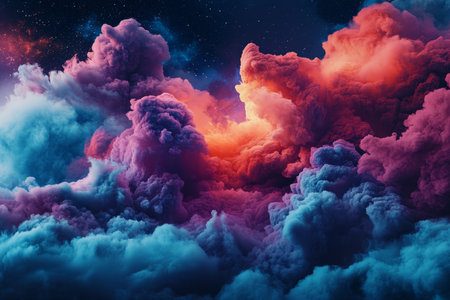 Vibrant Abstract Clouds Bursting with Dynamic Energy, Creating a Dreamlike and Colorful Atmosphereの素材