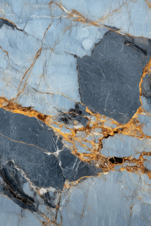 Stunning Abstract Azure Marble Surface with Golden Veins, Ideal for Modern Interior Design Projectsの素材