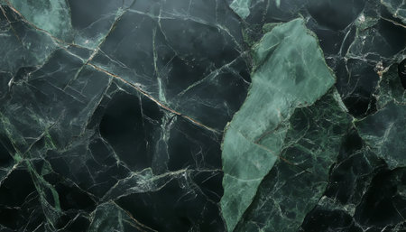 Elegant Deep Green Marble Texture with Polished Veins and Emerald Patterns for Luxurious Designsの素材