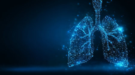 Digital Lungs Illustration with Abstract Design Highlighting Medical Advancement and Innovationの素材
