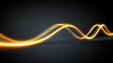 Vibrant Energy Flow A Mesmerizing Display of Glowing Lines Dancing on a Dark Backgroundの素材