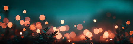 Abstract Orange Bokeh Background Illuminates Leaves in a Dreamy Scene with Soft Glowing Dotsの素材