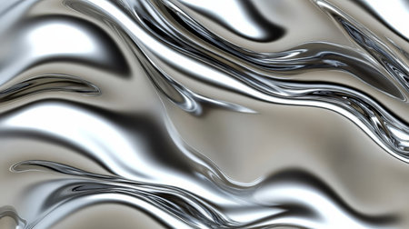 Abstract Chrome Design Featuring Luminous Curves and Smooth Shiny Streams in Liquid Metal Styleの素材