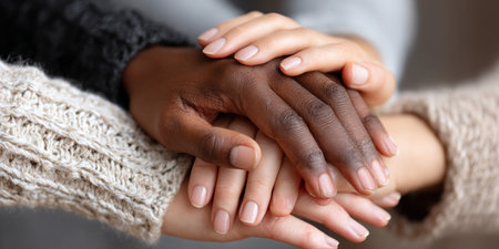 Diverse Team Collaborating Together to Promote Unity and Support for a Brighter Future Aheadの素材