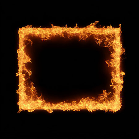 Vibrant Animated Blaze Signage with Modern Graphic Frame and Fiery Decoration Element Patternの素材