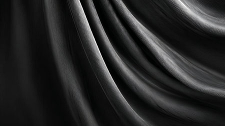 A Captivating Grayscale Elegance of Cascading Fabric with Dramatic Curves and Textured Foldsの素材