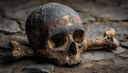 Spooky Still is Here to Provide the Skull and Bone Halloween Image for Banners and Decorationsの素材