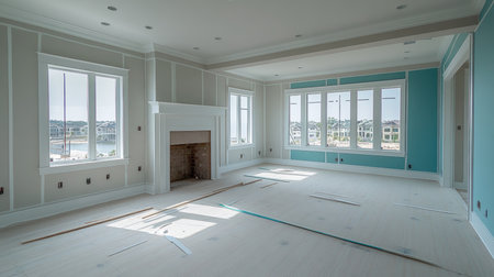 Modern house construction with beautiful views and stylish open floor design features.の素材