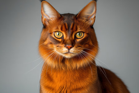 Majestic Cat Portrait Captivating Feline with Topaz Eyes and Elegant Fur in Refined Domestic Sceneの素材