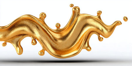 Elegant Abstract Golden Flow and Modern Splash Design Element with Stylish Liquid Shape and Textureの素材