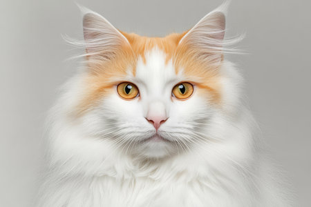 Stunning portrait of a beautiful Balinese cat with bright eyes and majestic fur in a studio setting.の素材