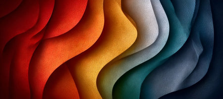 Abstract Textile Waves with Vibrant Gradient and Soft Texture in Multicolored Curves and Tonesの素材