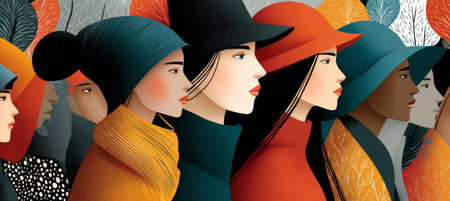 Diverse Multigenerational Crowd in Head Wraps and Stylish Hats Celebrating Black History Monthの素材