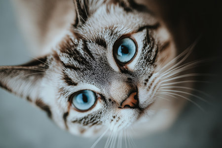 Stunning Close Up Portrait of a Bengal Cat with Mesmerizing Blue Eyes and Unique Markingsの素材