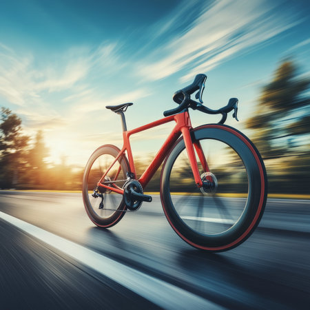 Dynamic Cyclist in Motion Captivating Action Shot of Extreme Sports Performance on Streetsの素材