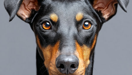 Stunning Close-Up Portrait of a Black and Tan Dog Showcasing Its Unique Features and Charmの素材