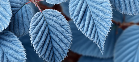 Delicate Frosted Autumn Leaves with Intricate Frozen Patterns Creating a Stunning Nature Displayの素材