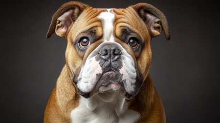 Charming Bulldog Companion Adorable Wrinkles and Playful Spirit Captured in Stunning Portraitの素材