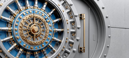 Massive Vault Door with Complex Locking Mechanism for Ultimate Security of Valuable Assetsの素材