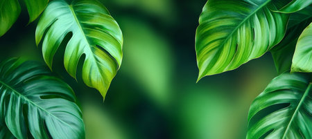 An Exotic Green Paradise Filled with Lush Tropical Leaves and Organic Decor Elements for Serenityの素材