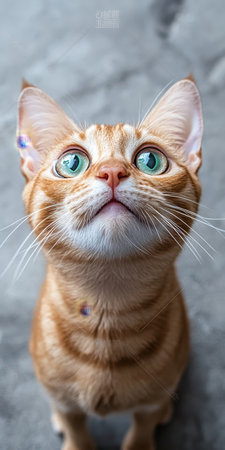 Adorable Cat Portrait with Expressive Orange Eyes Under Soft Studio Light Capturing Perfect Charmの素材