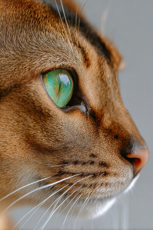 Charming Singapura Cat with Copper Ticked Fur and Expressive Face Captivating All with Its Gazeの素材