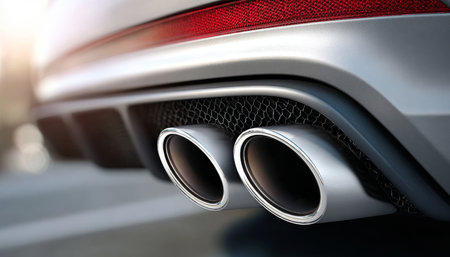Sleek and Modern Exhaust System Design of a High-Performance Sports Car with Metallic Finishesの素材