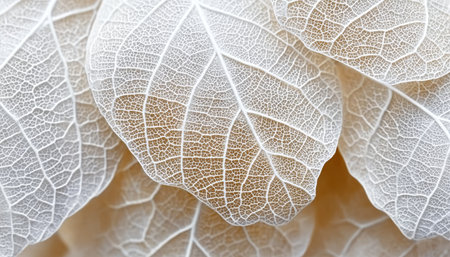 Ethereal Leaf Vein Anatomy Revealed Delicately Fractured Skeleton Leaves Creating Ghostly Eleganceの素材