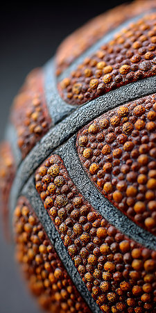 Close-Up of a Basketball s Textured Surface with Dimples and Grooves, Showcasing Athleticismの素材
