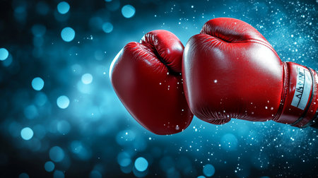 Dynamic Boxing Match Depiction with Powerful Punch and Intense Sports Moments in Action-Packed Sceneの素材