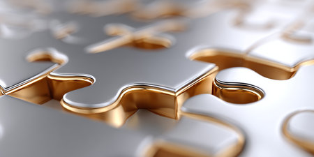 Interlocking Colorful Puzzle Pieces, Symbolizing Unity and Collaboration in Business Strategy.の素材