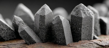 Beautiful Crystal Formations with Sharp, Reflective Surfaces Showcasing Mineral Wonderの素材