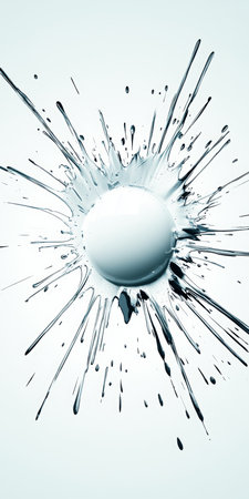 Dynamic Silver and White Abstract Explosion with Impactful Splatter for Creative Designsの素材