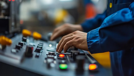 Expert CNC Milling Technician Operating High-Precision Machinery for Enhanced Production Efficiencyの素材