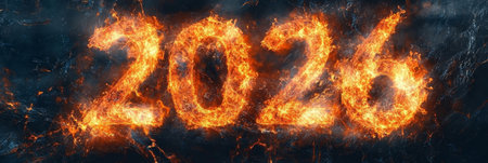 Vibrant 2026 New Year Celebration Spectacular Fireworks, Flames, and Colorful Displays of Joyの素材