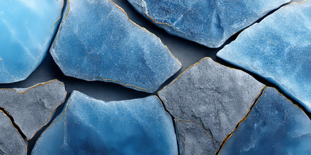 Irregular Ice Shards with Textured Surfaces and Jagged Fractures in a Cold Frozen Landscapeの素材