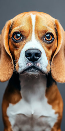 Adorable Beagle Puppy with Expressive Eyes and Charming Demeanor Captivates Everyone in Portraitの素材