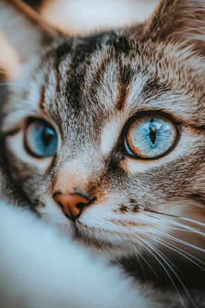 Stunning Bengal Cat Portrait Expressive Blue Eyes and Unique Patterned Fur in Perfect Harmonyの素材