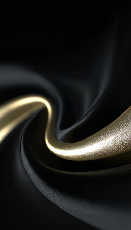 Intricate Black and Gold Textures Merge in an Elegant Flow with Graceful Light Effects and Depthの素材