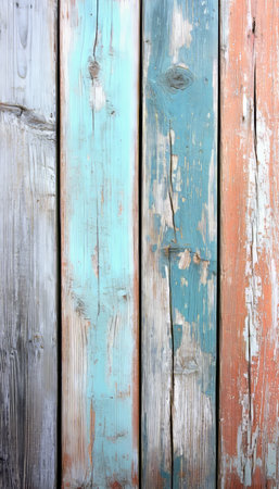 Colorful Textured Wood Wall Panels in Vintage Style for Stunning Backgrounds and Photography Useの素材