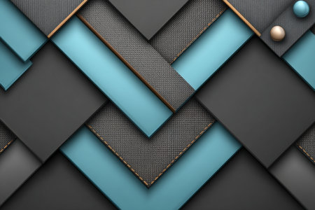 Dynamic Geometric Abstract Graphic Design with Interlocking Textures and Sharp Edges in Blue Tonesの素材