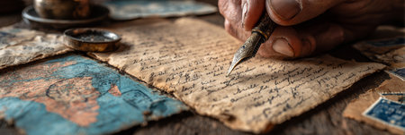 Heartfelt Correspondence A Writer s Nostalgia with a Vintage Pen, Crafting Memories and Emotionsの素材