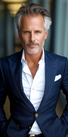 Confident portrait of a handsome, mature professional man looking at the camera in classic fashionの素材