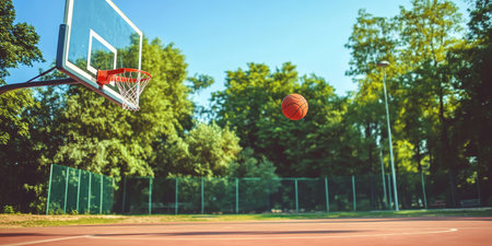 Dynamic Basketball Action on Outdoor Courts Athletes Showcase Skills and Competitive Spiritの素材